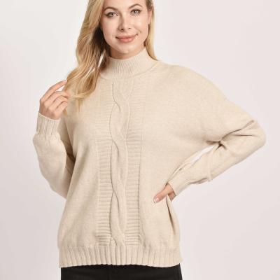 China Anti-wrinkle Winter Turtle Neck Long Sleeve Loose Chunky Knit Plus Size Women Sweaters for sale