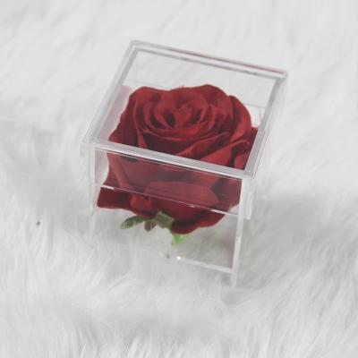 China Bend and Bond Wholesale High Quality Custom Design Clear Transparent Single Rose Flower Acrylic Box for sale