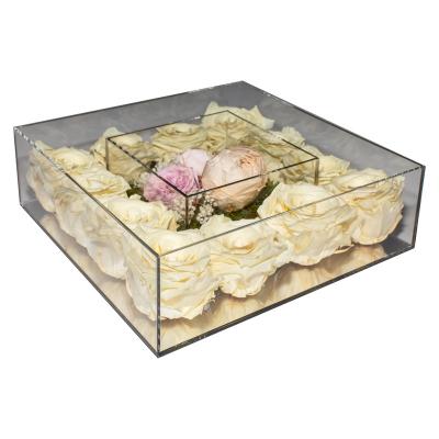 China YAGELI eternal flower box pmma storage eternal flower advertising rose acrylic crystal box for sale