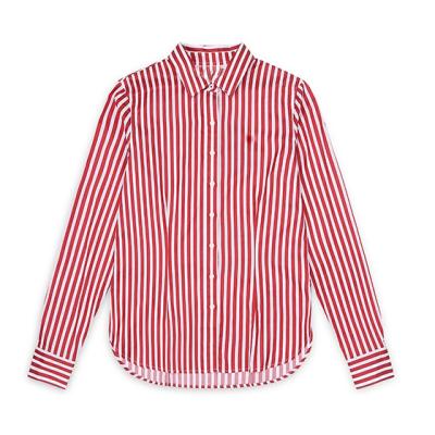 China Supplier high quality anti-pilling shirt women's fashion long sleeve red and white stripe ladies blouse shirt for sale