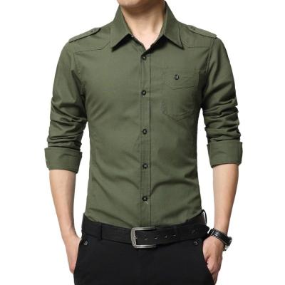 China Manufacturer Shirt MTM Anti-Pilling Mens Long Sleeve Green Cotton Dress Shirt for sale