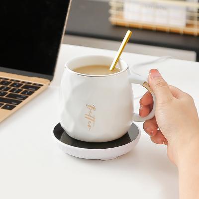 China Viable Smart Cup Coffee Mug Heater With Warm Cup Plate Coaster Thermostatic Touch Gears To Adjust Temperature for sale