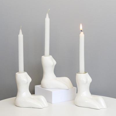 China Home Decoration Simple And Creative Dinner Candlelight Candlestick Ceramic Decoration / Nordic Geometric Candlestick Wedding Props for sale