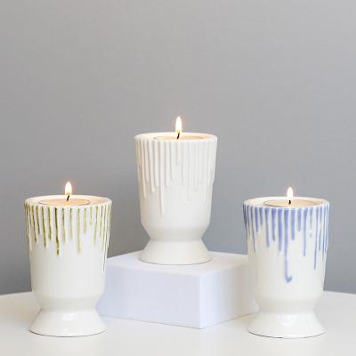 China Nordic creative unique home geometric home decorative modern table decoration ceramic candle holder wedding candlesticks for sale