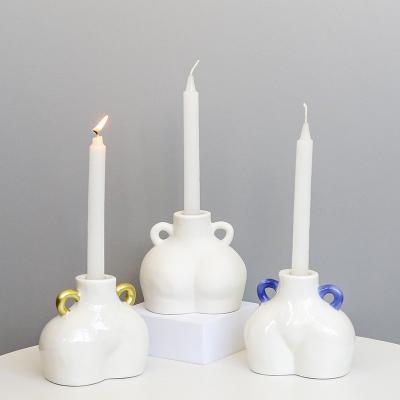 China Home Decoration Ceramic Factory Customized Ceramic Candle Holder Stand Candle Holders For Party Festival Decoration for sale