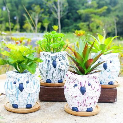 China Modern Bulk Modern Mini Round Succulent Ceramic Flower Pots De Fleur Flowerpots for Birthday and Christmas for sale