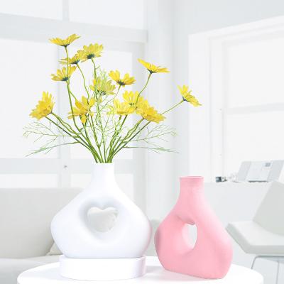 China Home Decoration Ceramic Art Vase Decoration Modern White Ceramic Irregular Indoor Vase Factory Abstract for sale