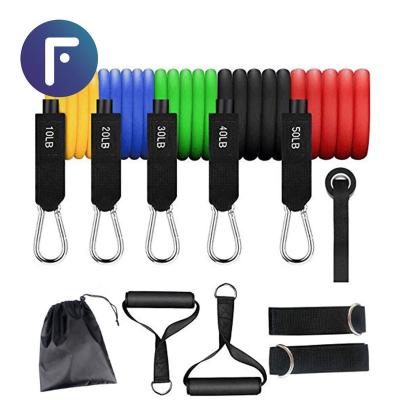 China Custom Made Yoga Sports FDM OEM Zugseil Latex Fitness Training Pull Up Rope Resistance Band Elastic Bar 11Pcs Set With Handle For Yoga for sale