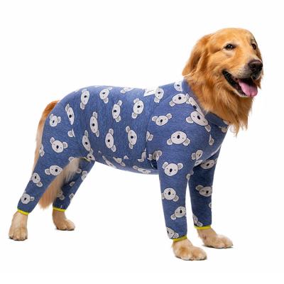 China Sustainable Big Dogs Pet Clothes Gold Labrador Fat Dogs Printed Zipper Four Legged Pet Pajamas for sale