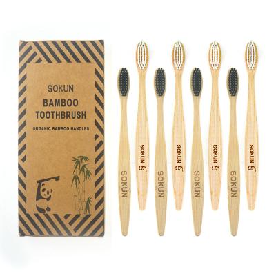 China Customized Eco-friendly Hotel Logo CE Certificate Bambu Bamboo Toothbrush Wholesale Soft Natural Toothbrush With Packing for sale