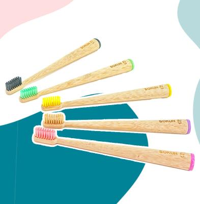 China 100% Biodegradable Eco-Friendly Disposable Natural Bamboo Toothbrush With Free Engraving Logo for sale