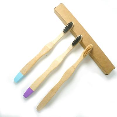 China Eco-Friendly Wholesale Bamboo Toothbrush 100% Biodegradable Nature Toothbrush Long Handle Charcoal Toothbrush for sale