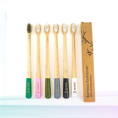 China Logo Toothbrush Personalized Bamboo Toothbrush private 100% biodegradable eco-friendly with soft bristle for sale