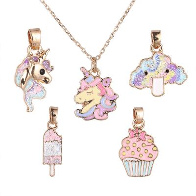 China Hot Sale Environmental Friendly 2022 Kids Kawaii Unicorn Charm Jewelry Set Necklace Set For Kids for sale