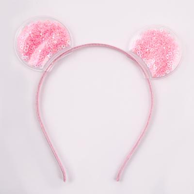 China Hot Sale Environmentally Friendly Kids Headband Star Glitter Cartoon Mouse Pink Hair Band For Kids Wholesale for sale