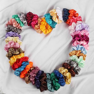 China Factory Direct Environmentally Friendly Fashion High Quality Satin Hair Ties Shiny Girls Scrunchies for sale