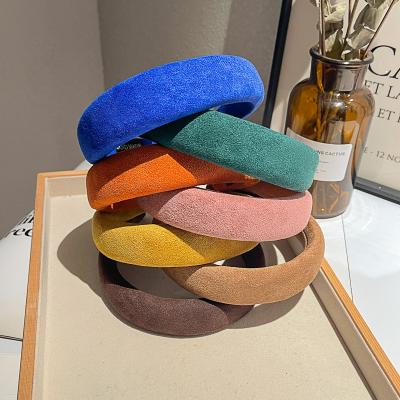 China Environmentally Friendly Wide Blue Suede Sponge Headband Klein Hairband Fashion Hot Hair Accessories Hair Accessories For Women for sale