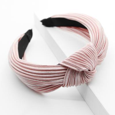 China Environmentally Friendly JOJO Pink Hairdband Knot Head Band Stripe Satin Hair Accessories for sale