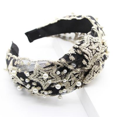 China JOJO Knit Hairdband Star Head Band Pearl Environmentally Friendly Gauze Hair Accessories for sale