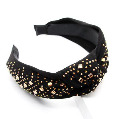 China JOJO Gold Sequin Hairdband Knot Environmental Friendly Dot Headband Black Hair Accessories Head Band For Mature Lady for sale