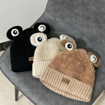 China COMMON Cartoon Buckle Hat Cute Winter Fashion Knitted Thick Wool Hats Beanie Cap Wholesale Winter Ball Caps for sale