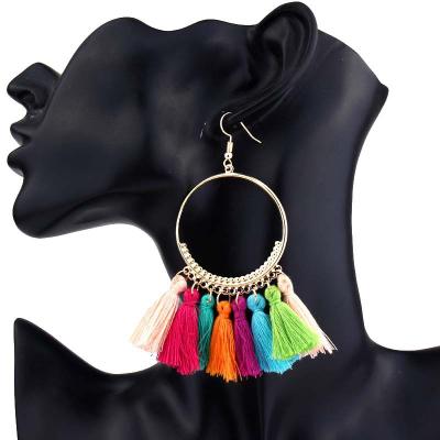 China Large Circle Tassel India Hair Earrings Accessories Beautiful Fashion Jewelry for sale