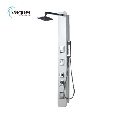 China Thermostatic Faucets 150*19*7cm PVC In Shower Wall Panels Full White Massage Shower Panel for sale