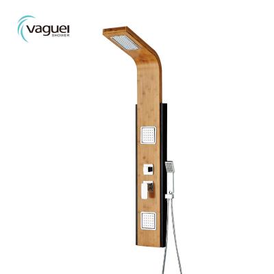 China Without Room Thermostatic Waterproof Wooden Waterfall Waterfall Vaguel Slide Bar Bamboo Bath Shower Panel for sale