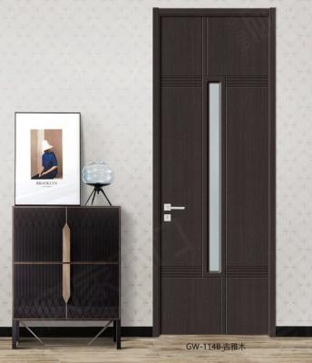 China GW-114B Design PVC/MDF Wooden Glass Film Door Decoration GW-114B Solid Wood Wooden Door for sale