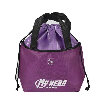 China High Quality Folding Portable Shopping Tote Custom Logo Printing Small Promotional Drawstring Bags for sale