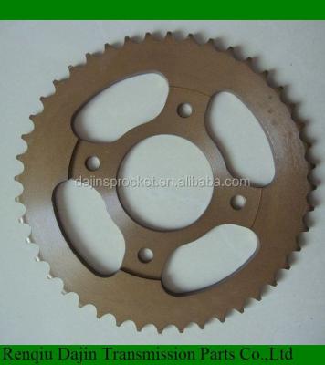 China Dajin motorbike engine parts/motorcycle chain sprocket/suzuki ax100 steel A3 45 1023 steel parts for sale