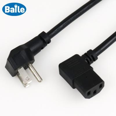 China Home Appliance 90 Degree American NEMA 1-15P Plug Right Angle USA SJT 18AWG 3C c13 Laptop Power Cord for sale