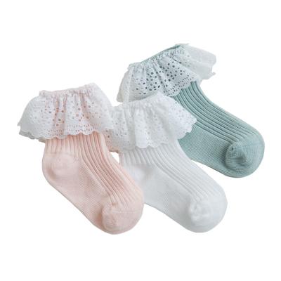 China NEW Lace Socks Newborn Kids Solid Socks Breathable Baby Socks for sale