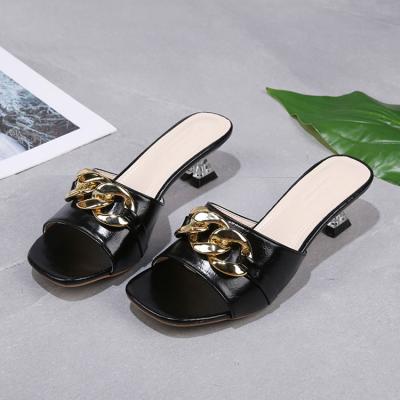 China Cushioning Summer Black Open-toed Muller Stiletto Slippers Fashion Party Women's Sandals for sale