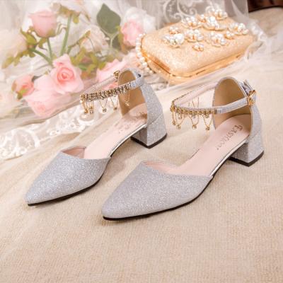 China Other the latest version of 2022 manufacturers sparkle sequin low-heel wedding dresses shoes rhinestone shoes wedding dressoeg for sale