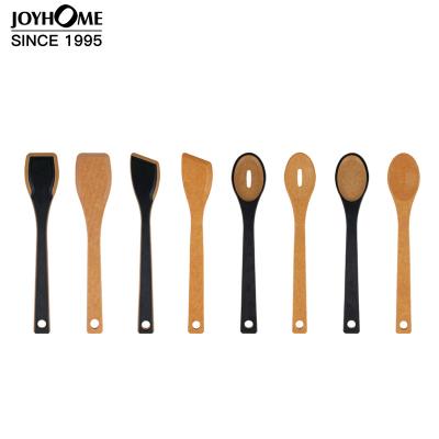 China Sustainable Kitchen Utensils And Dining Tools Wood Spoon Set Long Pocket Handle for sale