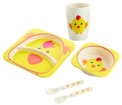 China Sustainable 5 PCS Kids Bamboo Fiber Children Tableware Eco-Friendly Dinnerware Set for sale