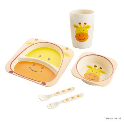 China Eco-Friendly Novelty Fiber Lunch Dish Children Bamboo Dinnerware Set Bamboo Tableware Set for sale