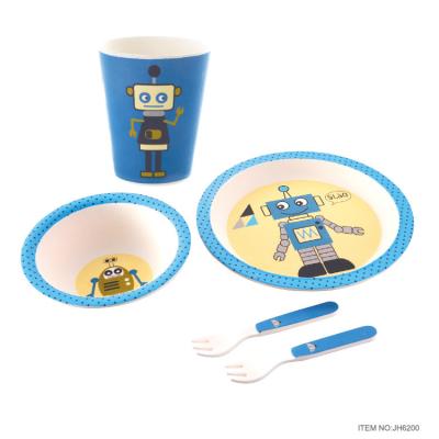 China New Design Novelty Fiber Kids Bamboo Tableware Sets Melamine Plastic Baby Dinnerware Set for sale