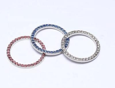 China Trendy Car Crystal Rhinestone Ring Emblem Sticker, Car Interior Decoration, Bling Push to Start Button for sale