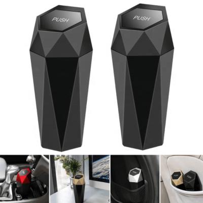 China New Design Car Plastic Stored Waste Trash Can With Lid Console Storage Vehicle Mini Garbage Bin For Car Home for sale