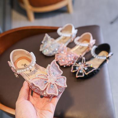 China 1-13 Years Other Kids Little Kid Sequin Bling Butterfly Beads Bowknot Sandals Outdoor Non-slip Casual Comfortable Walking Shoes for sale