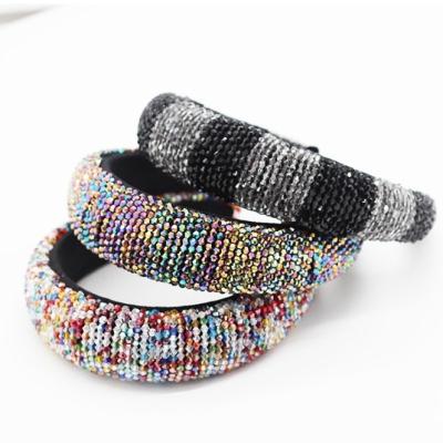 China New Hand-sewn crystal jewelry ladies party headband rhinestones pearls fashion colorful crystal ladies headband for sale