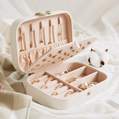 China Women Girls Leather Earring Stud Box For Jewelry Packaging Portable Jewelry Case Jewelry Box PU Leather Travel Gift Jewelry Box for sale