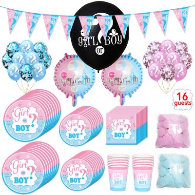 China Party Decorate Amazon Gender Reveal Party Set Baby Shower Decoration Set Store Paper Cup Hot Selling Table Cloth for sale