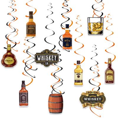 China Double Black Orange Spiral XO Hennessy Decoration Whiskey Theme Party Decoration PVC Elevator Pendant Holiday Pendant for sale