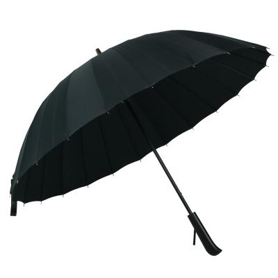 China Daily Product Custom Classic Black Wood Handle Straight Umbrella for sale