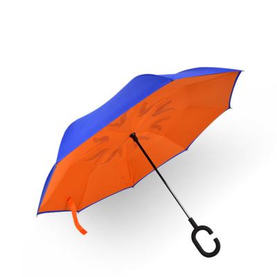 China All In 1 Custom High End Inverted Straight Umbrella Curved Handle Inverted Umbrella for sale