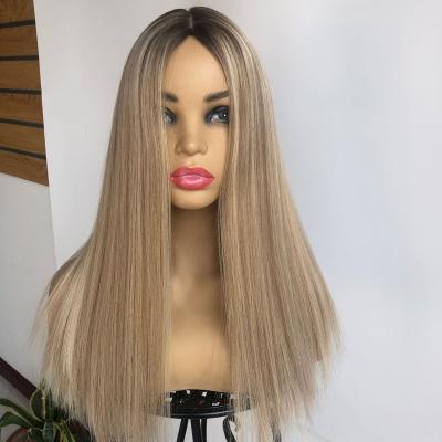 China European Straight Natural Blonde Silky Straight Full Lace Jewish Wig Drop Band Hair Drop Band Factory Supplier Factory Hide Wave Wig Manufacturer for sale