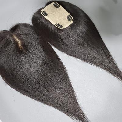 China Straight Hair Topper With 4 Clips In Silk Top European Virgin Hair Hairpiece For Women Fine Wig for sale